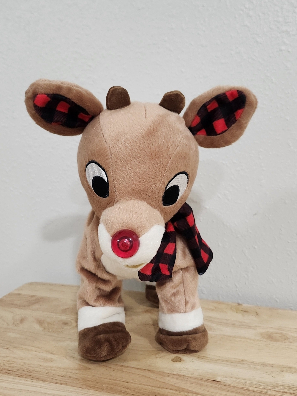Kids Brown Reindeer Plush Costume with Red Light Nose